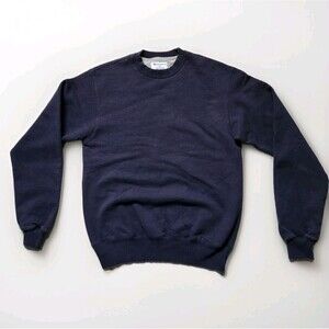 Champion Eco Navy Crewneck Sweatshirt Mens S Embroidered C Logo Sleeve GUC